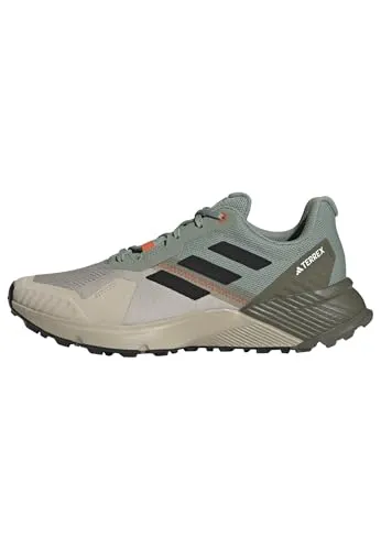 adidas Terrex Soulstride Trailschuh Herren – Oliv, Beige, Größe 43 1/3 - Ideal für Trailrunning und Straßenläufe! Der Terrex Soulstride bietet eine atmungsaktive Passform, dämpfende Mittelsohle und hervorragenden Grip für alle Untergründe. Entdecke die Natur mit Stil und Komfort.