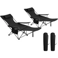 WOLTU Campingstuhl 2er Set - Klappbarer Liegestuhl mit Getränkehalter - Camping-Stühle: Ultraleicht, faltbar und ideal für Outdoor-Aktivitäten wie Angeln oder Entspannen. Mit abnehmbarer Fußstütze und verstellbarer Rückenlehne für maximalen Komfort.