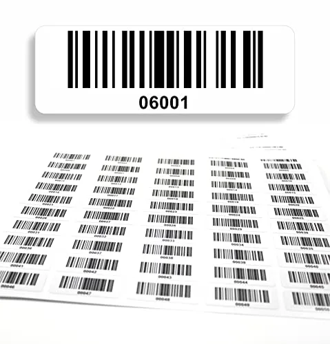 Barcodeetiketten 06001-07000 fortlaufend 5-stellig DGUV Prüfung Barcode Etiketten 1.000 Stck Strichcode Elektrotechnik Code128 selbstklebend 50x17mm (06001-07000)