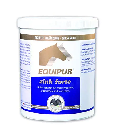 Vetripharm EQUIPUR Zink forte 1 kg Dose - Ergänzungsfutter für Pferde - Hochbioverfügbares Zink & Selen, unterstützt kräftige Hufe und dichtes Fell, stärkt die Abwehrfunktionen - ideal für gesundes Pferdewohl!