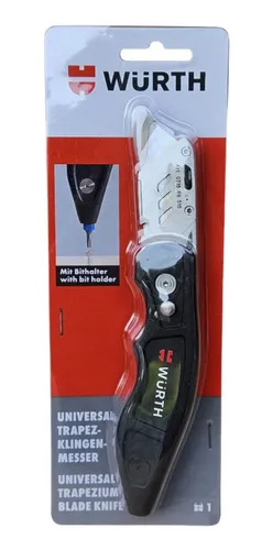 WÜRTH Trapez Klingenmesser mit Bitaufnahme integriertem 1/4 Zoll Bithaltern 515