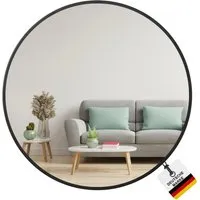 Albatros Designerspiegel rund schwarz mit Metallrand - 70cm Durchmesser - Dekorative Wandspiegel, elegantes minimalistisches Design für jeden Raum, aus hochwertigem Floatglas für klare Sicht und umweltfreundlich hergestellt.