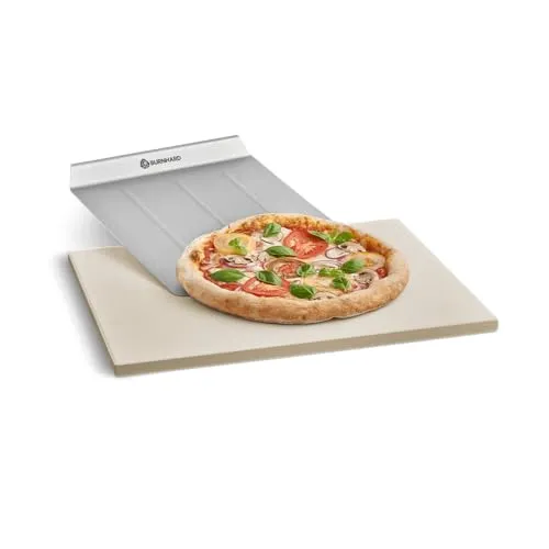 BURNHARD® Pizzastein Universal rechteckig 45 x 35 cm mit Pizzaschieber - Genießen Sie knusprige Pizzakreationen mit dem BURNHARD Pizzastein. Ideal für Backofen und Grill, sorgt der hitzebeständige Cordierit für perfekte Ergebnisse. Inklusive Pizzaschaufel für einfaches Handling!
