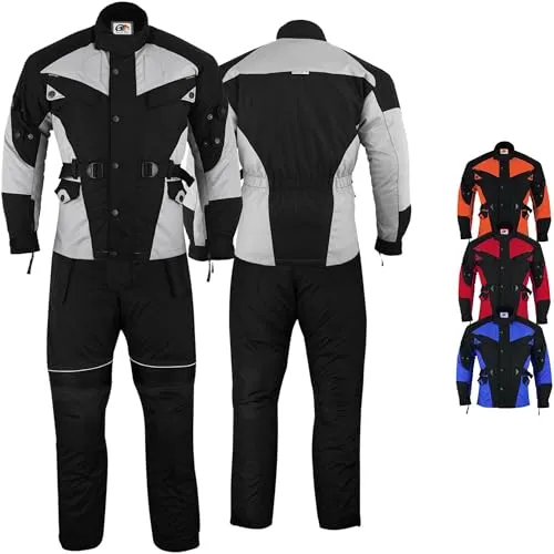 Motorradkombi Herren 2-teiler mit 6CE-Protektoren - Motorradkombinationen mit umfassendem Schutz durch geprüfte Protektoren und 4-lagigem, wind- und wasserabweisendem Material. 9 Taschen für praktischen Stauraum.