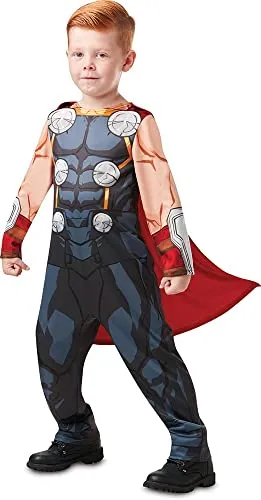 Generique Thor-Superhelden-Kinderkostüm für Marvel-Fans - grau-rot - Größe 104/116 (5-6 Jahre) - Hochwertiges und langlebiges Kostüm für kleine Superhelden, ideal für Fasching und Verkleidungspartys. Flexibles Design für optimalen Tragekomfort.