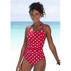 LASCANA Badeanzug im Punkte-Design mit Shaping-Effekt - Bademode in rot mit formendem Shaping-Einsatz für eine schlanke Silhouette und integrierten Softcups, ideal für einen stylishen Strandauftritt.