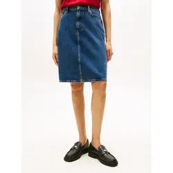 Tommy Hilfiger Damen Jeansrock Dee Straight Knielang, Blau (Dee), 46 - Röcke für Damen – Zeitloser Tommy Hilfiger Jeansrock mit hohem Bund, ideal für smart-casual Outfits, aus 50% regenerativer Baumwolle für Komfort und Nachhaltigkeit.
