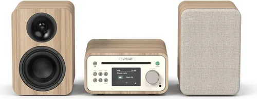 PURE Classic Stereo Mini DAB+ Bluetooth Radio - Hochwertiges DAB+ & FM-Radio mit Bluetooth 5.3, 2x20W Stereoklang und elegantem Holzdesign. Genießen Sie kabellose Musikübertragung in hervorragender Klangqualität.