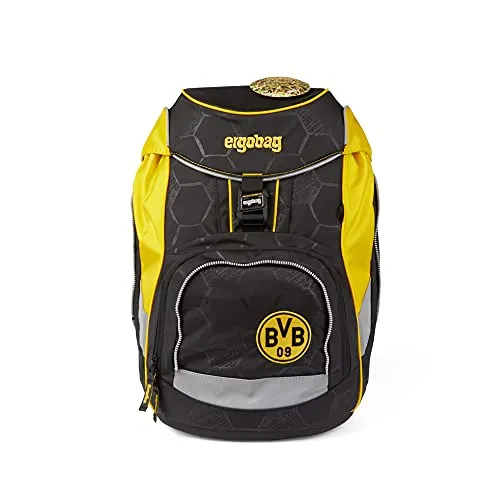 ergobag Schulranzen Football-Edition (Set, 5-tlg) - Borussia Dortmund - Schulranzen für Fußballfans, ergonomisch gestaltet und mit 5 Teilen für optimalen Komfort und Stauraum.