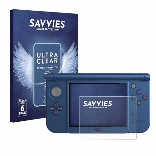 Savvies 6 Stück Schutzfolie für Nintendo New 3DS XL (Unteres Display) Displayschutz-Folie Ultra-Transparent
