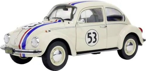 Solido S1800505 VW Käfer 1303 Racer 53 - Maßstab 1:18, detailgetreues Modellauto in beige mit funktionierender Lenkung