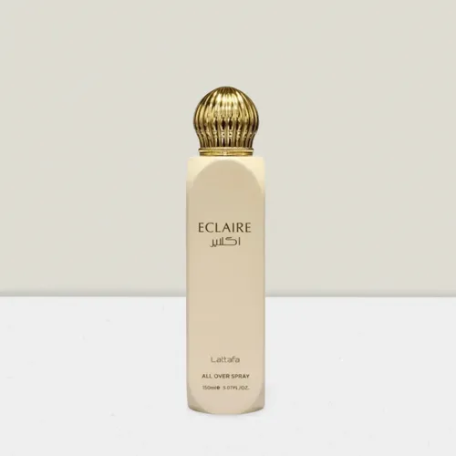 Lattafa Eclaire All Over Spray 150 ml – Süßer Duft für Haut und Haar - Lattafa Eclaire All Over Spray 150 ml bietet ein sanftes Dufterlebnis für schnelle Auffrischungen. Ideal für den täglichen Gebrauch, sorgt es für ein angenehmes Aroma mit Noten von Karamell, Vanille und floralen Akzenten.