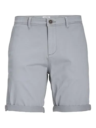 JACK & JONES Herren Chino Shorts Regular Fit 12165604 Ultimate Grey - Herren-Shorts aus weichem Hochleistungs-Stretchmaterial für perfekten Sitz und ganztägigen Tragekomfort, ideal für warme Tage.