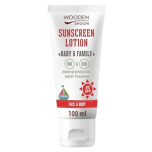 Wooden Spoon organische zertifizierte Sonnenschutzlotion "Baby & Familie" SPF50 100% Mineralfilter, 100ml
