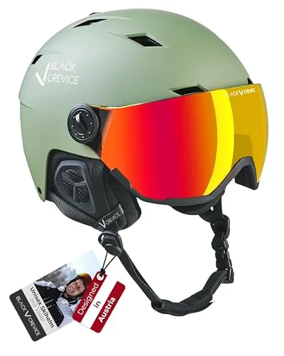 BLACK CREVICE Skihelm mit Visier Kirchberg Olivin, S (51-53cm)