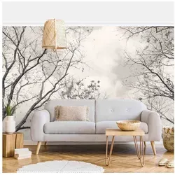 Bilderdepot24 Fototapete Wald Baumkronen Himmel Warmgrau Natur Landschaft Waldtapete Bäume, Glatt, Matt, (Vliestapete inkl. Kleister oder selbstklebend), Wohnzimmer Schlafzimmer Küche Flur Motivtapete Vliestapete Wandtapete grau 3.36 m x 2.25 m