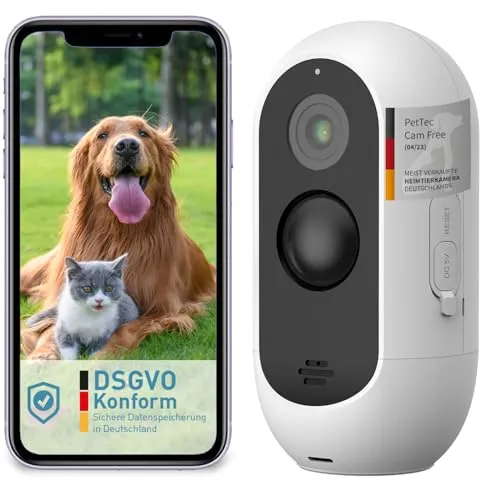 PetTec Outdoor Hundekamera Wireless - Wetterfeste WLAN-Kamera mit 3MP, 1080p HD-Qualität und 9 Monaten Akkulaufzeit, ideal für die Überwachung deines Haustiers überall