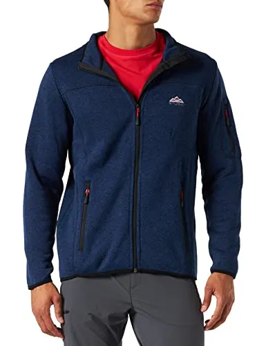 Stubai Herren Strick Fleecejacke Dunkelblau-melè - Die wind- und wasserabweisende Fleecejacke mit Stehkragen bietet optimalen Komfort für Outdoor-Aktivitäten. Mit 2 Front- und 1 Ärmeltasche ist sie ideal für Ausflüge und Freizeit.