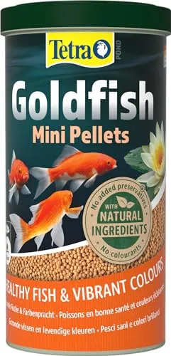 Tetra Pond Goldfish Mini Pellets - Futter für kleine Goldfische, 1 L Dose - Hochwertiges Hauptfutter für kleine Goldfische im Teich. Leicht verdauliche Mini Pellets fördern eine ausgewogene Ernährung und unterstützen die Wasserqualität. Die wiederverschließbare Dose schützt das Futter optimal.