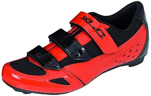 XLC Road-Shoes CB-R04 rot/schwarz - Hochwertige Rennrad-Sportschuhe mit Anti-Rutsch und atmungsaktivem Obermaterial, perfekt für Triathlon und Radsport.