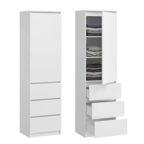 Kompakter Kleiderschrank mit 3 Einlegeböden und 3 Schubladen - Kleiderschrank für Schlafzimmer, Flur oder Arbeitszimmer, 40x50x180 cm, pflegeleicht und flexibel montierbar – ideal für kleine Räume.