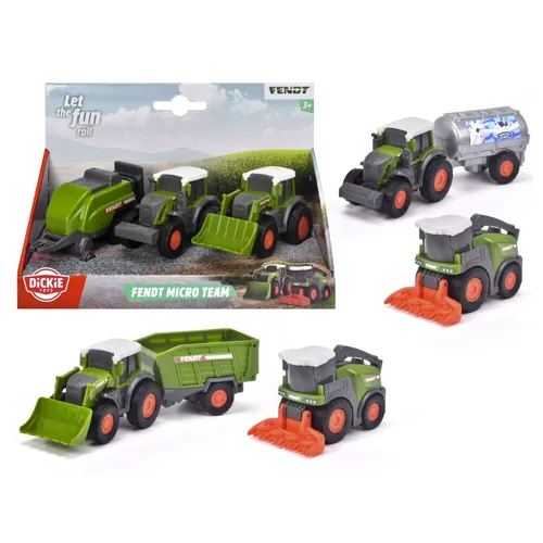 Dickie Toys – Fendt Micro Team (9 cm) – Traktor-Set mit Anhänger - zufälli
