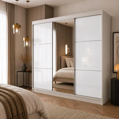 BEAUTYSOFA VIVA Schrank mit Schwebetüren 240cm - Schiebetürenschrank in Kaschmir, bietet großzügigen Stauraum mit optionalen Schubkasteneinsätzen und langlebigem Laufsystem für höchste Effizienz.