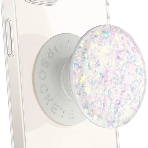 PopSockets Luxe PopGrip - Iridescent Confetti White - Handy-Gadget mit multifunktionalem Grip und Ständer, ideal für eine sichere einhändige Nutzung und freihändiges Video-Streaming