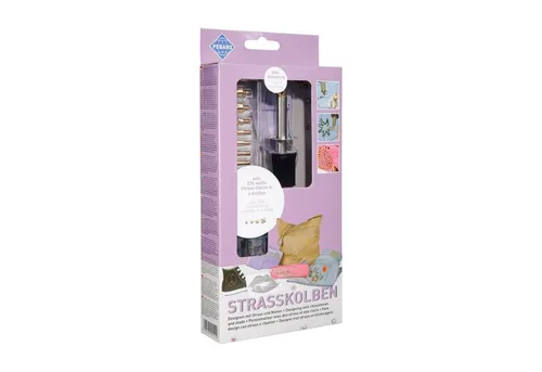 Strasskolben-Set - Basteln - Kreatives Strasskolben-Set mit 576 kristallklaren Steinen und vielseitigen Aufsätzen für individuelle DIY-Projekte, ideal für Stoffe, Leder und mehr.