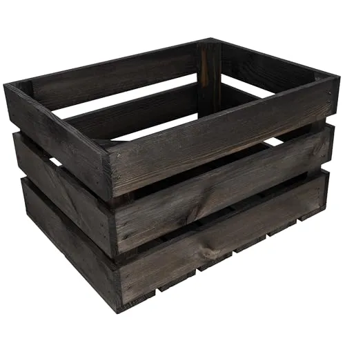 Creative Deco Kiste Holz Deko Holzkiste Schwarz | 40 x 30 x 23 cm | Geschliffen | Obstkiste Weinkisten Apfelkiste | Perfekt als Geschenkbox Spielzeugkiste Aufbewahrungskiste Osterdeko