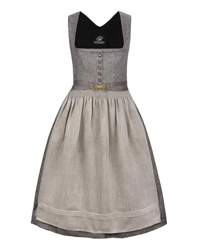 Stockerpoint Damen Dirndl Tilda I Größe 32-48 I Bequemes Trachtenkleid für Festlichkeiten - ELEGANTES DESIGN - Das Dirndl Tilda vereint bayerische Tradition mit modernen Akzenten. Hochwertiges Leinen sorgt für angenehmen Tragekomfort und macht es ideal für festliche Anlässe. LIEBEVOLLE DETAILS und eine harmonische Schürze runden das Gesamtbild ab.