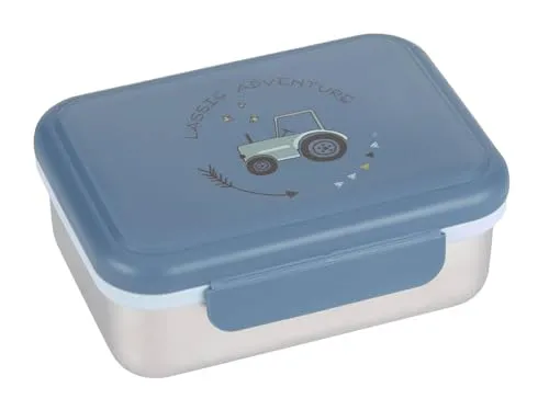 LÄSSIG Kinder Brotdose Edelstahl Lunchbox Frühstücksbox Nachhaltig Kindergarten Schule/Adventure Tractor