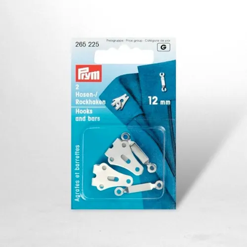 Prym 2 Hosen-/ Rockhaken 12mm, Fb silber (265225); 1 Stück