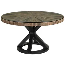 baario Esstisch Esstisch MERID Altholz Ø140, recycelt rund massiv rustikal Industrial Design braun 140 cm x 77 cm x 140 cm