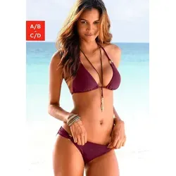 Triangel-Bikini-Top LASCANA "Italy", Damen, Gr. 32, Cup A/B, rot (bordeaux) - Bademode mit unifarbenem Design und trendigen Zierringen. Regulierbar, mit herausnehmbaren Cups aus softer Microfaser für optimalen Tragekomfort.