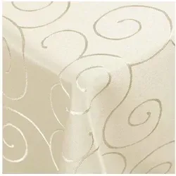 DecoHomeTextil Heimtextilmanufaktur Tischdecke Kringel Circle Tafeldecke Ornamente Damast Tischdecke beige Eckig 110 x 180 cm