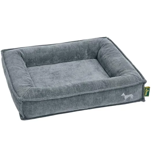 HUNTER Ergonomisches Hundebett MELUN, L - Kuscheliges Hundebett mit ergonomischem Design und hochwertigem Plüschbezug für maximalen Liegekomfort. Pflegeleicht dank abnehmbarem, waschbarem Bezug und rutschfester Unterseite für stabilen Halt.