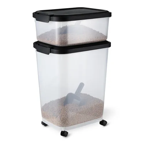 Amazon Basics pojemnik na karmę 15,8 kg + 4,5 kg, przezroczysty
