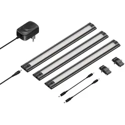 ledscom.de LED Unterbau-Leuchte SIRIS schwarz matt, 3er Set, 30cm - Die flache LED Unterbau-Leuchte SIRIS ist ideal für Küchen und Schränke. Mit 370lm pro Leuchte sorgt sie für blendfreies, harmonisches Licht. Einfache Montage und integrierter Schalter für komfortable Bedienung.