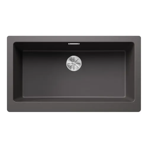 Blanco VINTERA XL 9-UF Küchenspüle felsgrau 89,6 x 51 cm - Elegante Küchenspüle im modernen Landhausstil aus SILGRANIT® PuraDur®. Ideal für einfache Montage und mit verdecktem Überlauf, perfekt für funktionale Küchen.