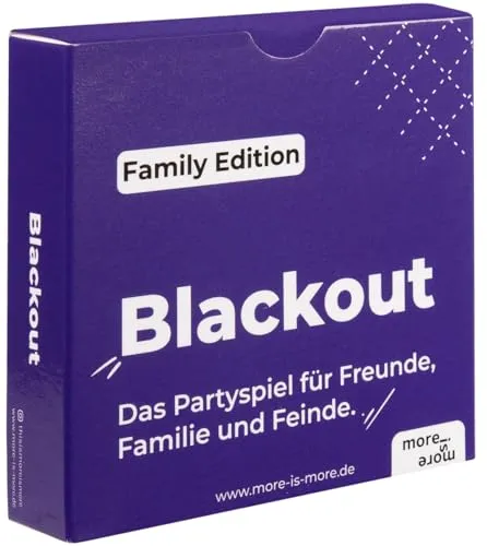 more is more Blackout - Family Edition | Kreatives Partyspiel für die ganze Familie - Die Family Edition von Blackout bringt alle Generationen zusammen! Mit 55 Karten voller kreativer Wortspiele sorgt das Spiel für Spaß und Action bei jedem Familienfest. Schnelles Denken und kreative Lösungen sind gefragt!
