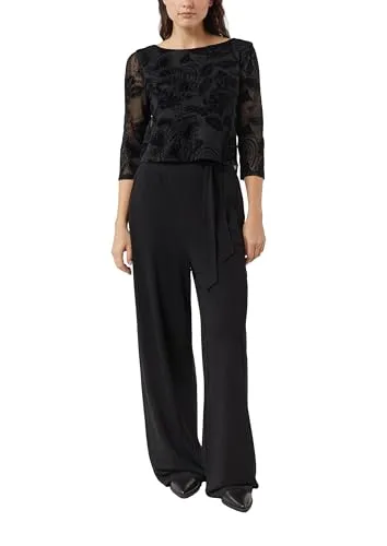 Comma Jersey-Jumpsuit im Fabric Mix - Eleganter Jumpsuit mit 3/4-Ärmeln und U-Ausschnitt. Entspannt geschnitten, perfekt für festliche Anlässe oder den Urlaub. Mit praktischen Eingrifftaschen und modischem Design.