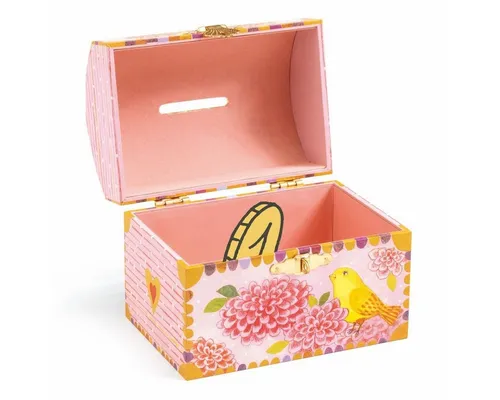 DJECO Spardose Vögel mit Blumen Holzspardose