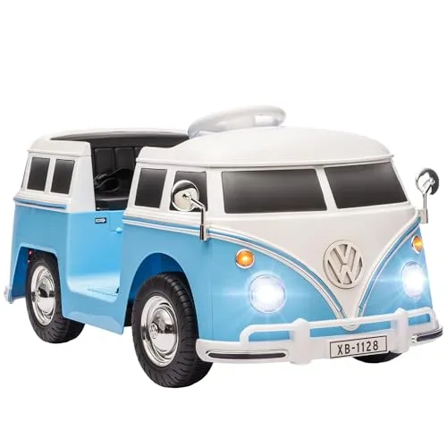 AIYAPLAY 12V Volkswagen Kinder Elektroauto mit Doppelmotor - Volkswagen lizenziertes Kinder Elektroauto im Retro-Stil, ausgestattet mit Doppelmotor, MP3-Player und sanftem Start. Ideal für Kinder von 3-7 Jahren, bietet es sicheres Fahrvergnügen und über eine Stunde Spielzeit.