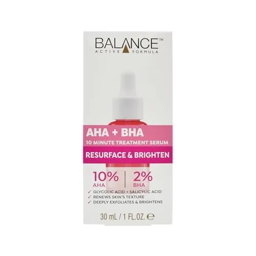 Balance Active Formula AHA 10% + BHA 2% Retexturising Serum - Tiefen-Peeling für Strahlendere Haut, Glättet das Hautbild, Dermatologisch Getestet, Sanft und Hochwirksam