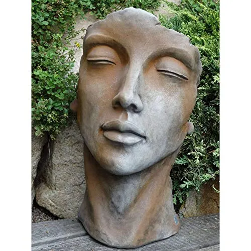 Vidroflor Gesicht Frau Skulptur - Rostige Eleganz für Ihren Garten - Gartenstatuen mit einzigartigem Design, 25 x 17 cm, h 50 cm, bringt künstlerischen Flair und stilvolle Akzente in Ihren Außenbereich.