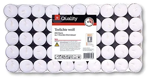 TGQ Teelichter 200er Pack Gastronomie Kerzen Teelicht 4 Stunden Brenndauer