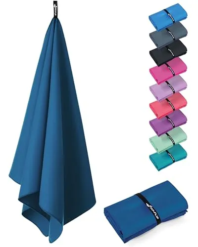 Fit-Flip Microfaser Handtücher - kompakt und leicht – für Reisen, Sport und Strand - Mikrofaser Handtuch schnelltrocknend – als Sauna und Badetuch groß (1x 120x60cm, Azure Blue)