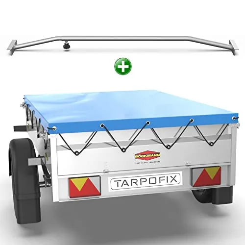 Tarpofix® Anhängerplane 140 x 115 cm + 1x Planenbügel | Anhänger Plane Flachplane aus PVC PLANENMATERIAL | Verstärkte Stema Anhänger Plane für Diverse PKW DDR Hänger | Abdeckplane + Flachplanenbügel