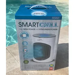 Livington SmartChill Verdunstungskühler - Praktischer Verdunstungskühler mit Swing-Funktion für gleichmäßige Luftverteilung. Ideal für Wohnräume, Camping und Büros. 3 Geschwindigkeitsstufen, bis zu 12 Stunden Laufzeit und waschbarer Filter.